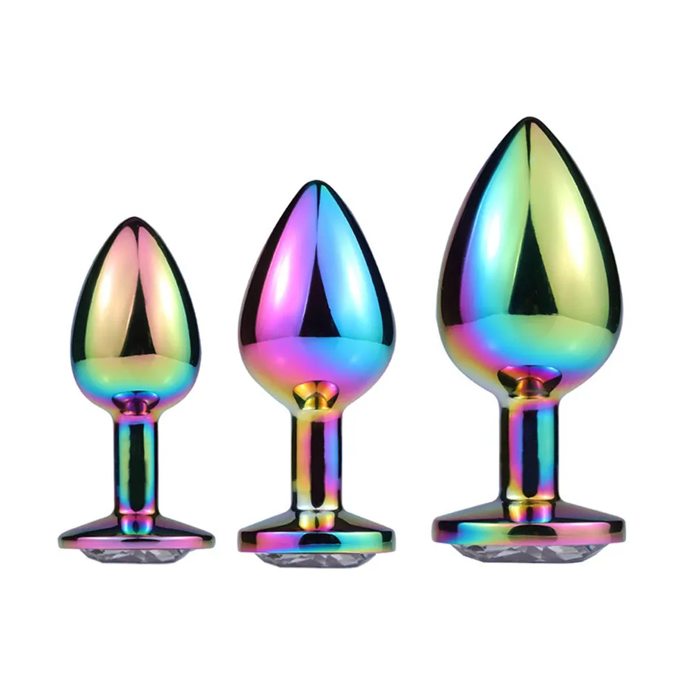Sexyland Chroma Rainbow Metal Butt Plug With Round Gem - Small