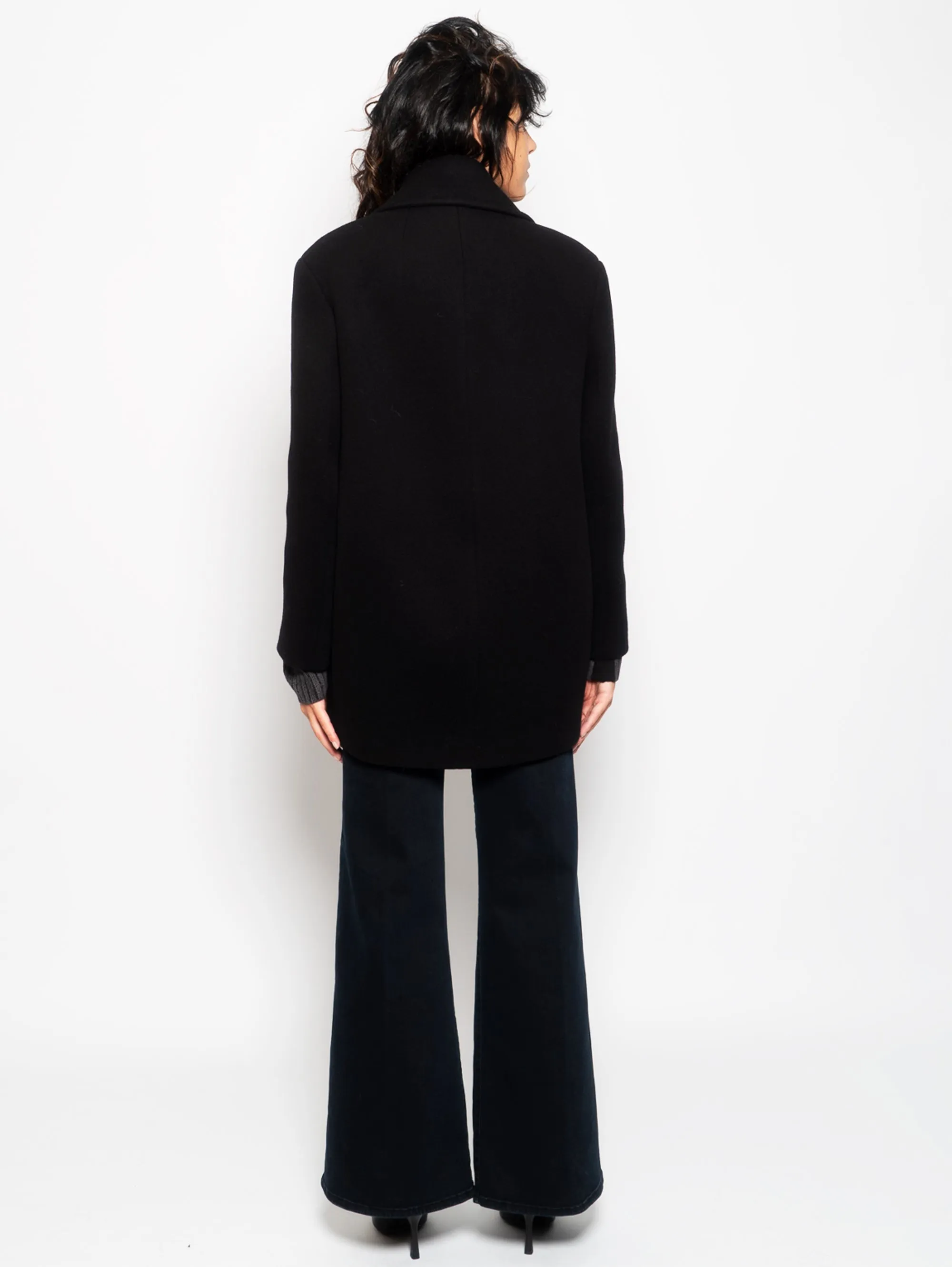 Short Caban in Double Black Cloth