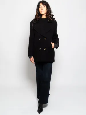 Short Caban in Double Black Cloth