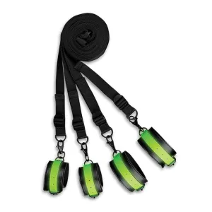Shots - Ouch Bed Bindings Restraint Kit Glow in the Dark (Black)