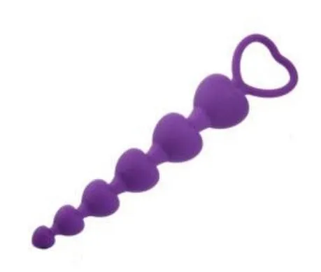 Silicone Anal Beads - 6 Tapered Heart Beads