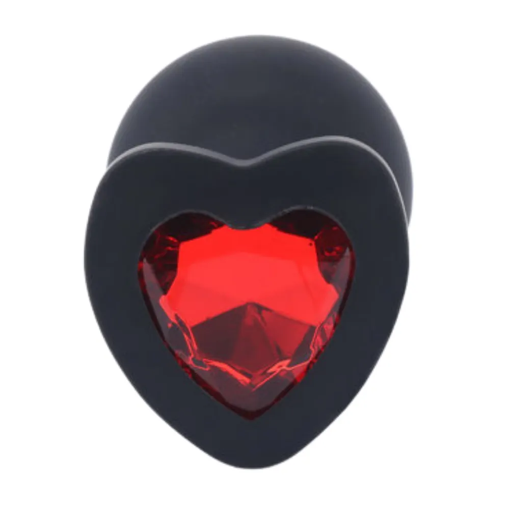 Silicone Heart Jeweled Anal Plug - 3 Sizes Available!