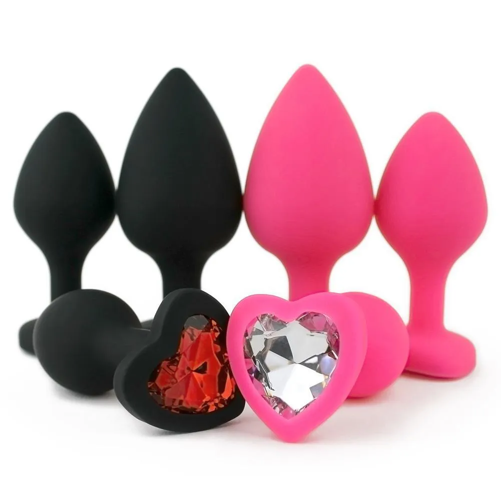 Silicone Heart Jeweled Anal Plug - 3 Sizes Available!