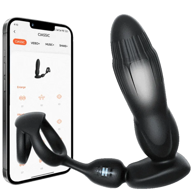 Starship Prostate Massager Vibrating Inflating Expanding Anal Toy with Dual Rings