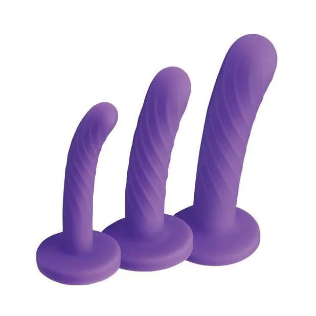 Strap U - Tri Play 3 Pieces Silicone Dildo Set (Purple)