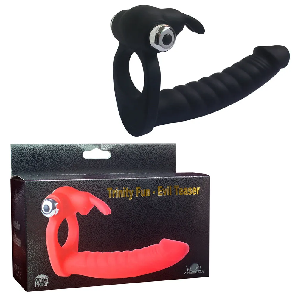 Trinity Fun Evil Teaser Vibrating Double Penetration Cock Ring