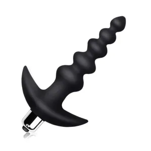 Vibrating Graduated Design Anal Beads Flexible Silicone Butt Plug 6 Inch