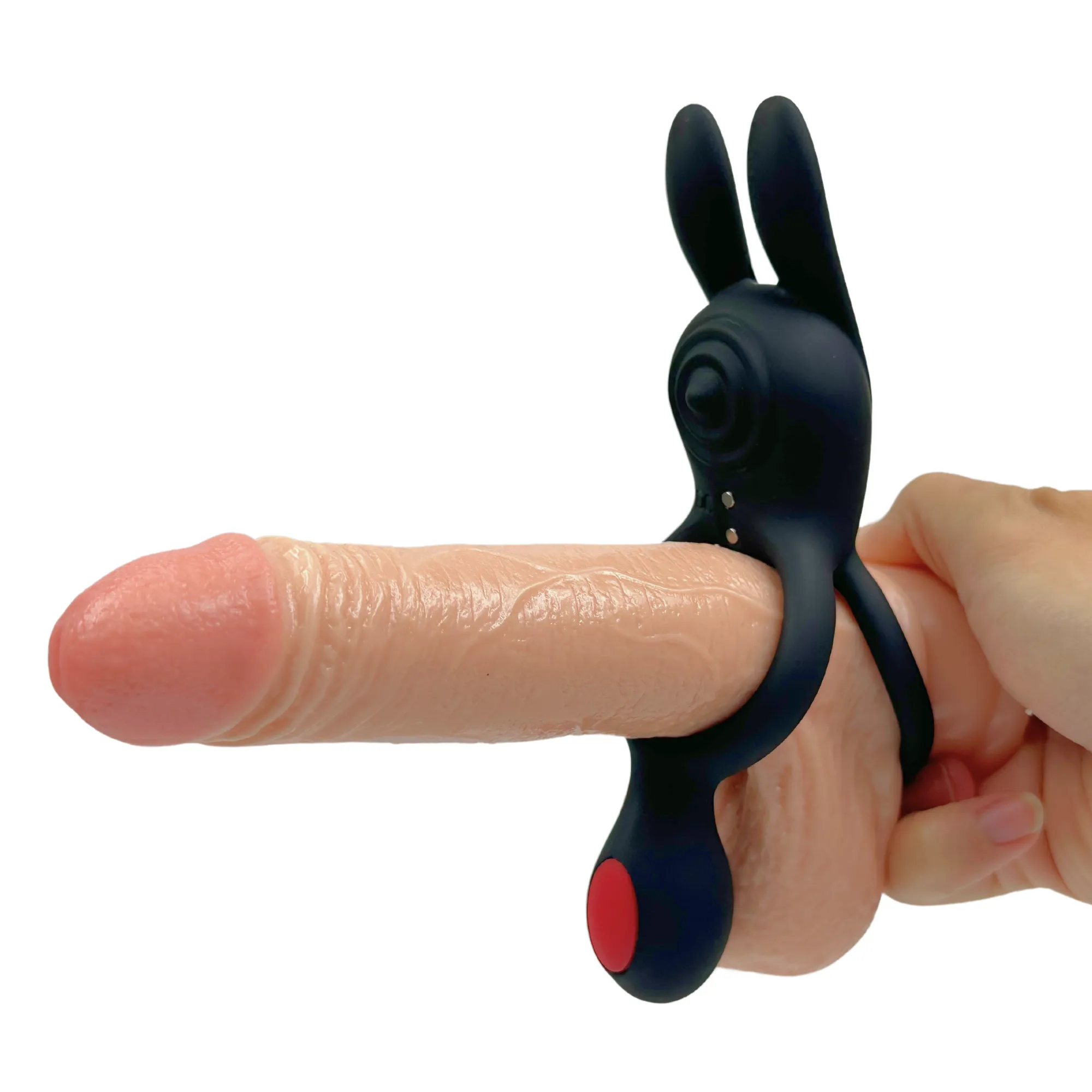 Vibrating Silicone Bunny Dual C-Ring - Penis, Clit, and Scrotum Vibes!