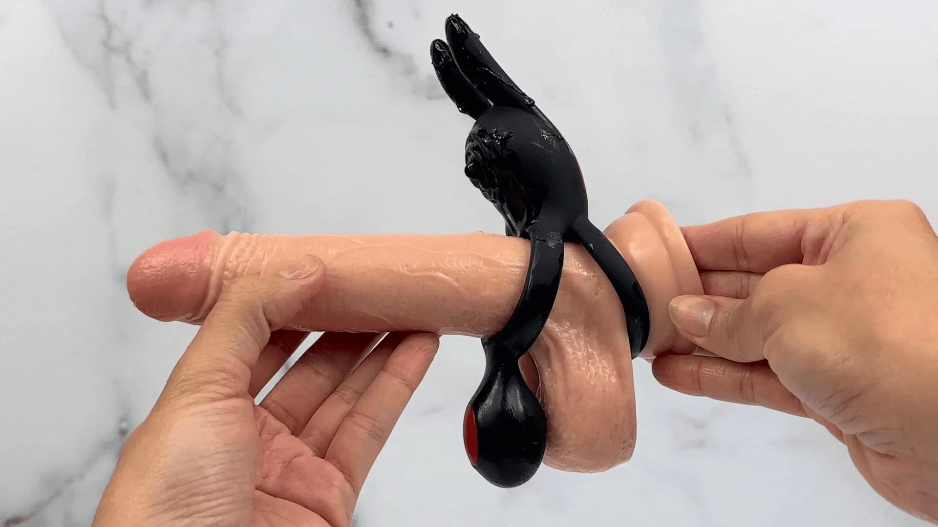 Vibrating Silicone Bunny Dual C-Ring - Penis, Clit, and Scrotum Vibes!