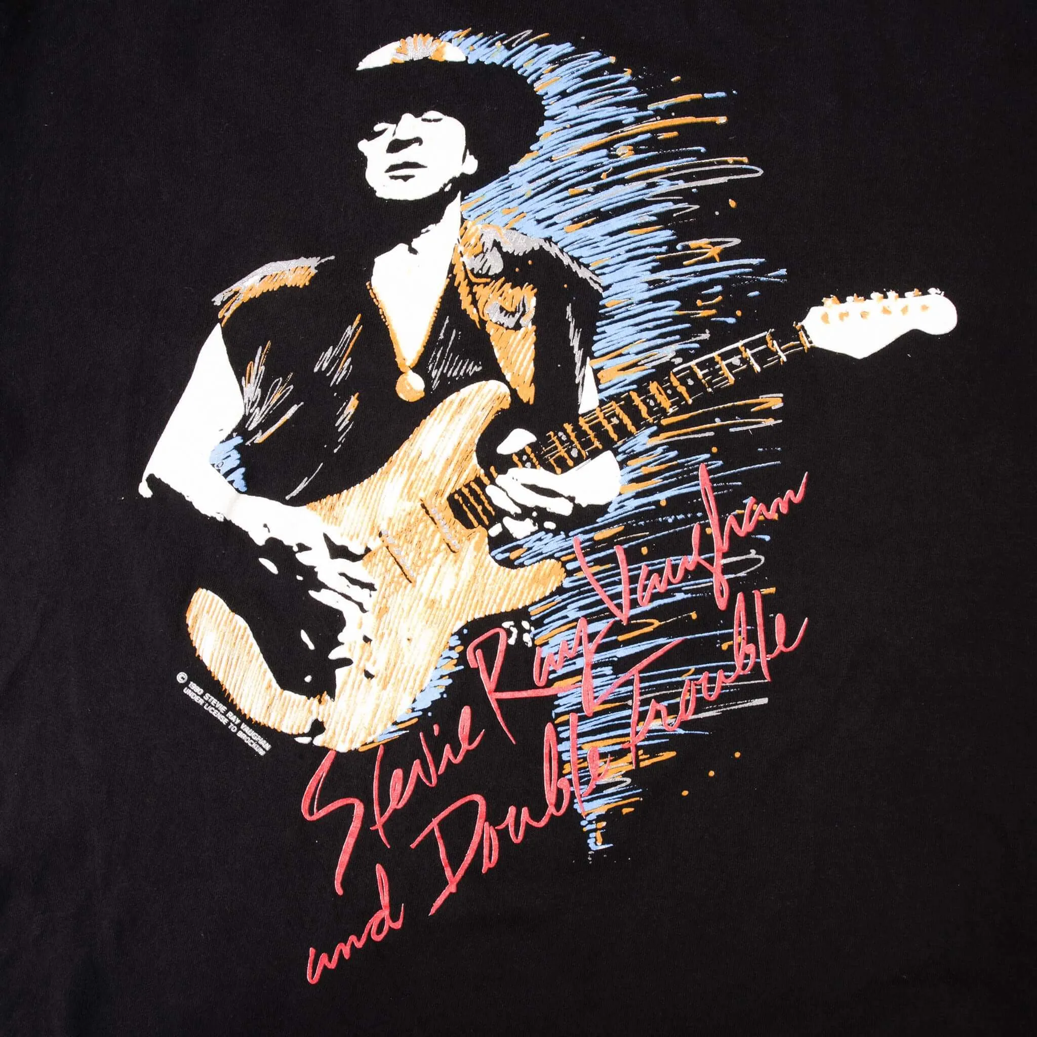 VINTAGE STEVIE RAY VAUGHAN AND DOUBLE TROUBLE 1990 TEE SHIRT LARGE MADE USA