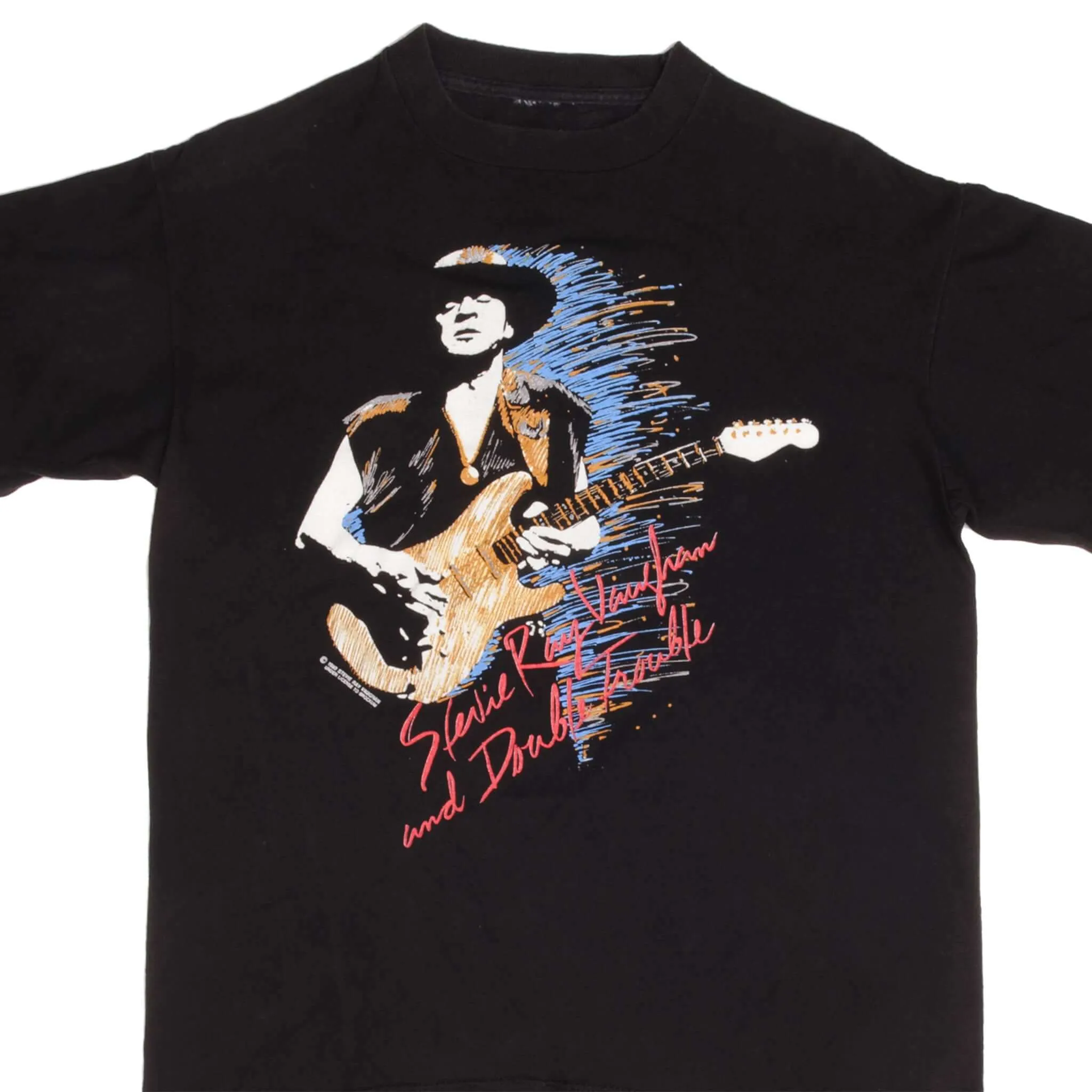VINTAGE STEVIE RAY VAUGHAN AND DOUBLE TROUBLE 1990 TEE SHIRT LARGE MADE USA