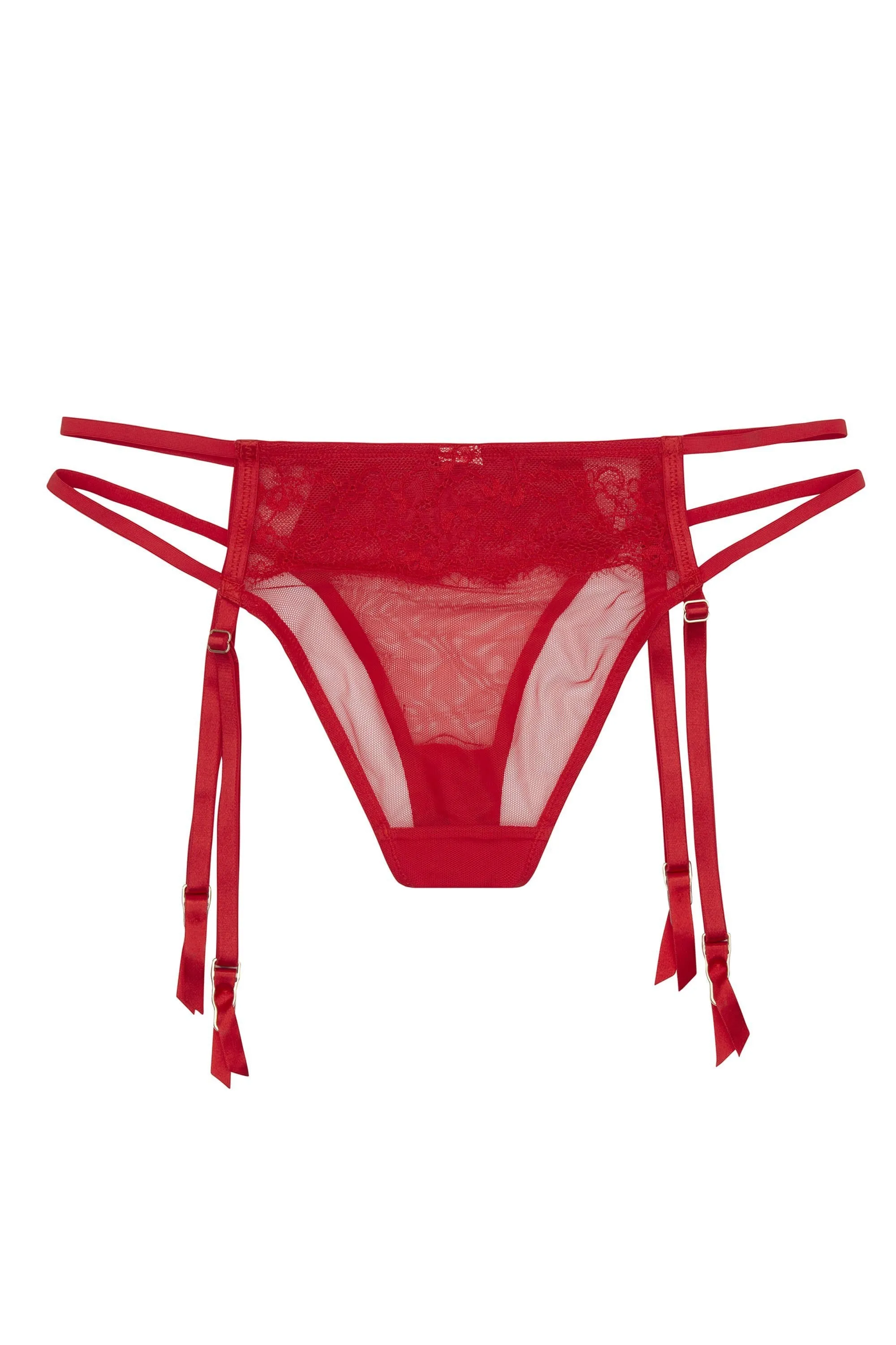 WW x Charlotte McKinney Cara Red Lace Suspender Brief