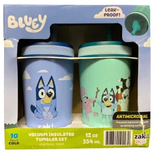 Zak Designs SPCK-5207 12-oz. Bluey Stainless Steel Tumbler for Kids, 2 Pack