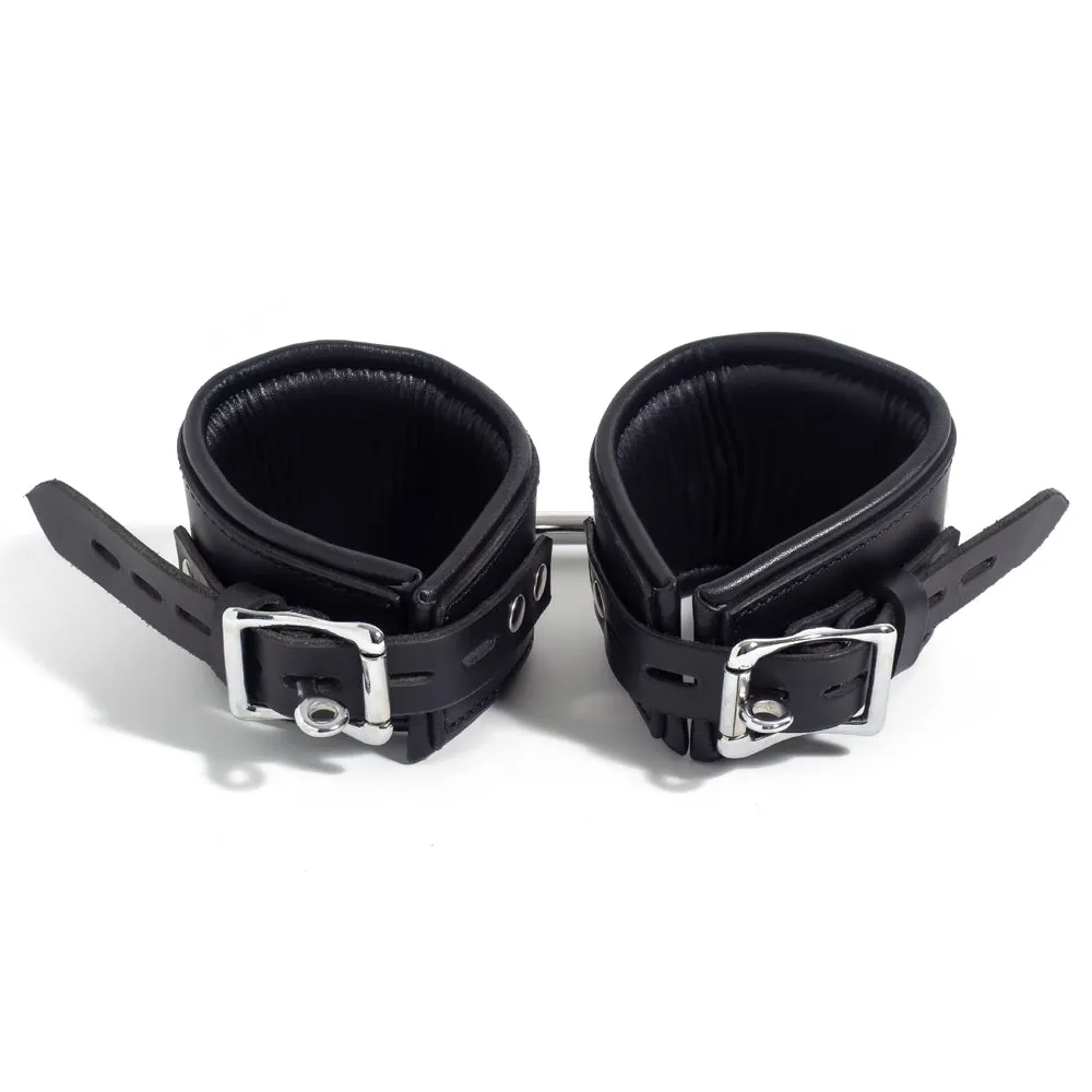 Zorba Lockable Leather Wrist Cuffs With Large O-Rings