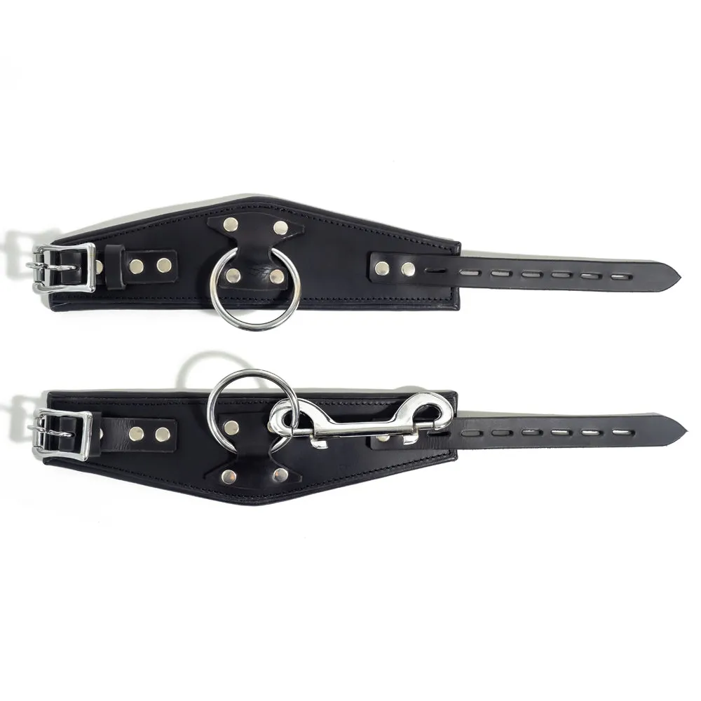 Zorba Lockable Leather Wrist Cuffs With Large O-Rings
