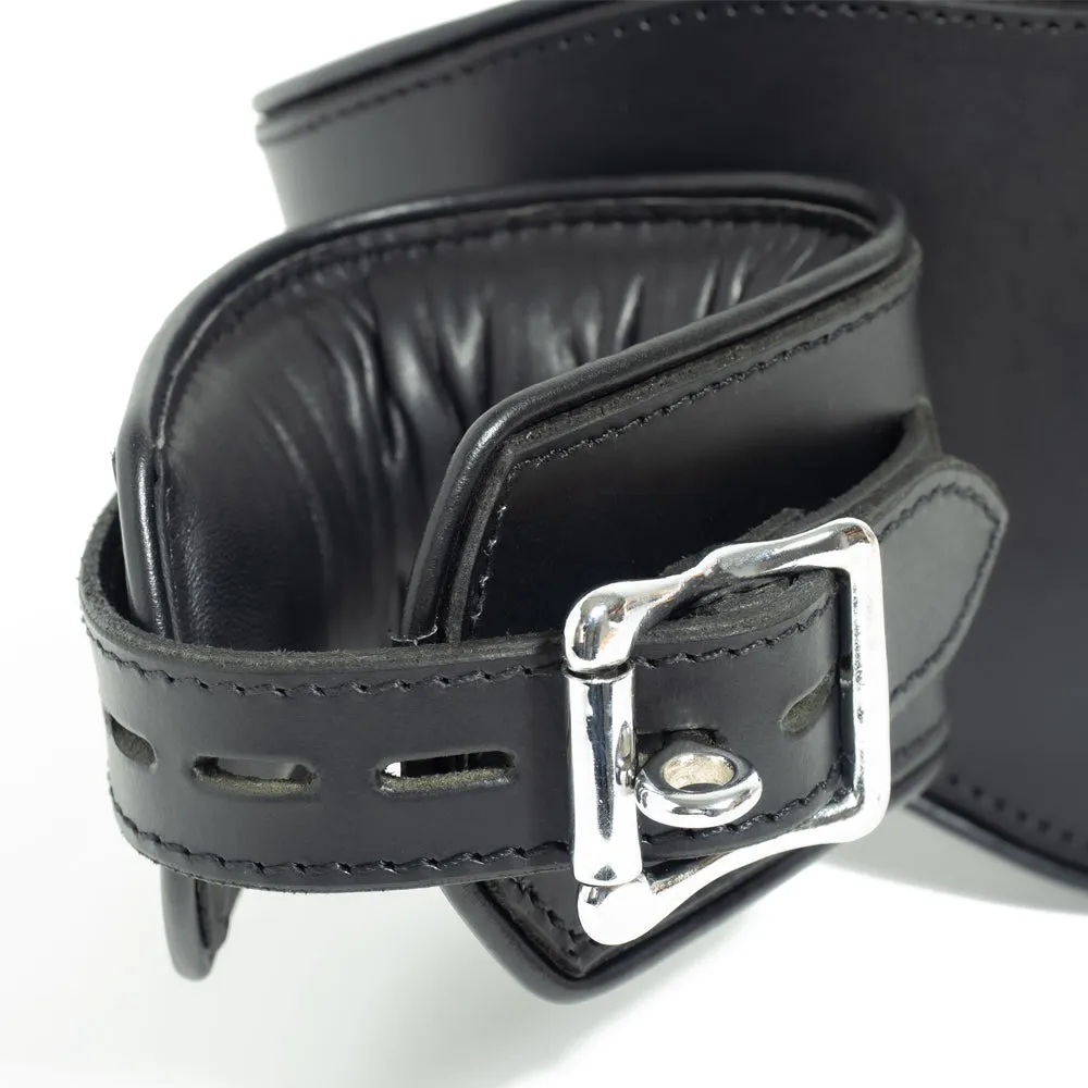 Zorba Lockable Padded Leather Posture Collar With Attached Wrist Cuffs