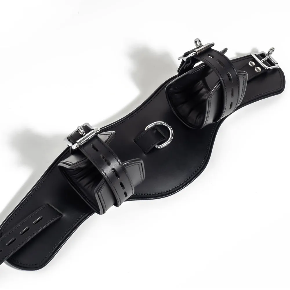 Zorba Lockable Padded Leather Posture Collar With Attached Wrist Cuffs