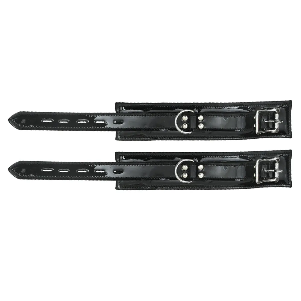 Zorba Lockable Patent Leather Wrist Cuffs