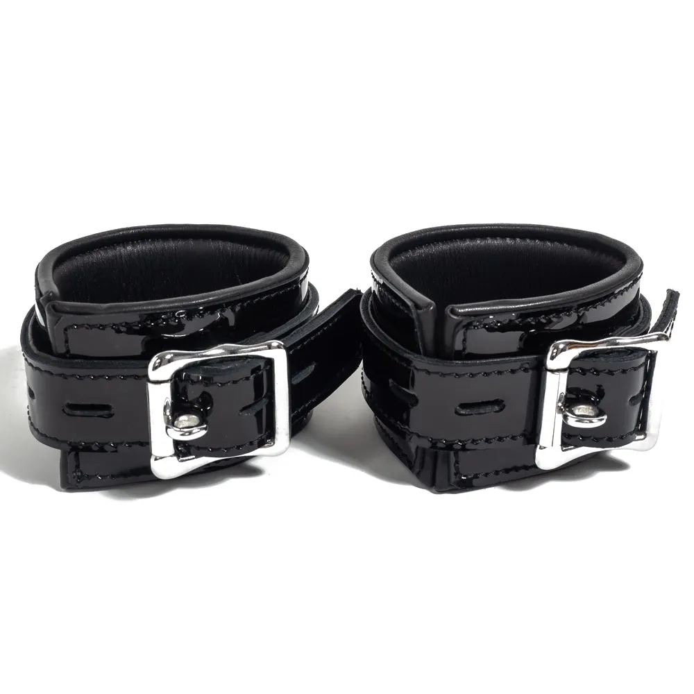Zorba Lockable Patent Leather Wrist Cuffs