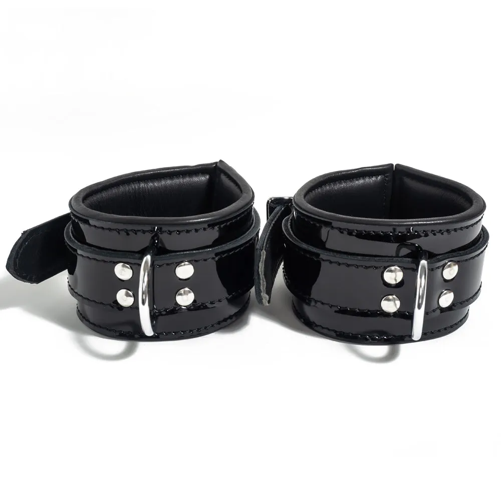 Zorba Lockable Patent Leather Wrist Cuffs