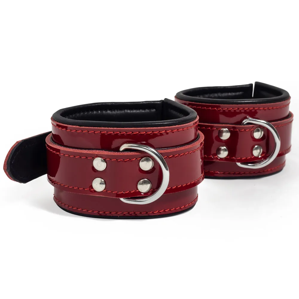 Zorba Lockable Patent Leather Wrist Cuffs