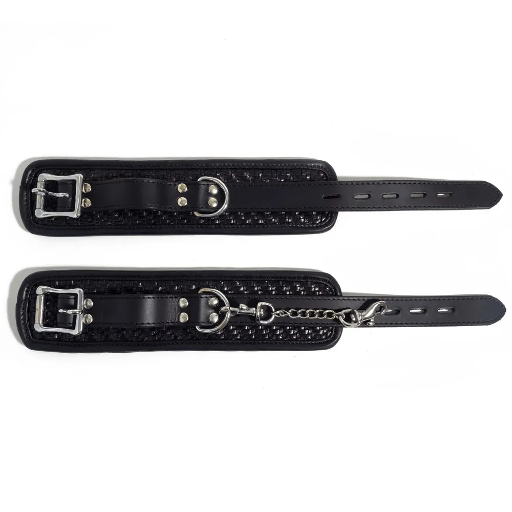 Zorba Lockable Woven Leather Wrist Cuffs