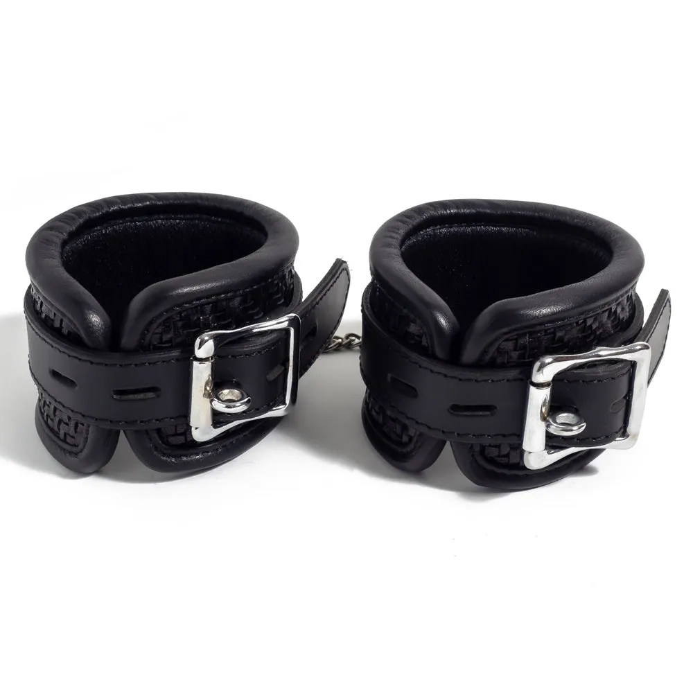 Zorba Lockable Woven Leather Wrist Cuffs
