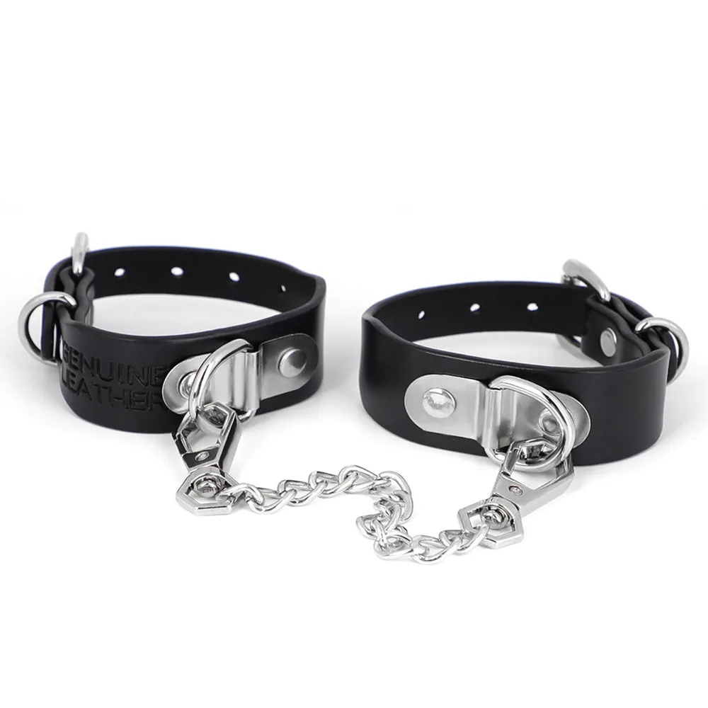 ZYL Genuine Leather Bolted D-Ring Petite Ankle Cuffs