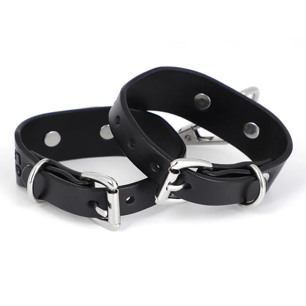 ZYL Genuine Leather Bolted D-Ring Petite Ankle Cuffs