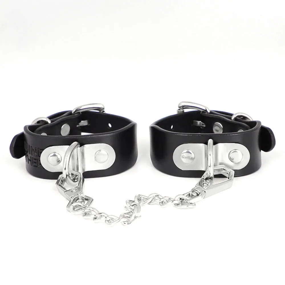 ZYL Genuine Leather Bolted D-Ring Petite Wrist Cuffs