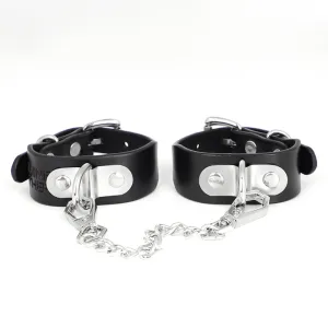 ZYL Genuine Leather Bolted D-Ring Petite Wrist Cuffs
