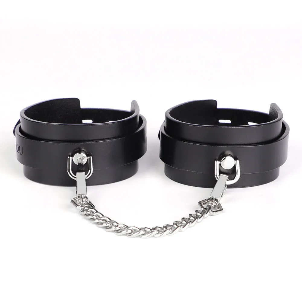 ZYL Genuine Leather D-Ring Petite Ankle Cuffs